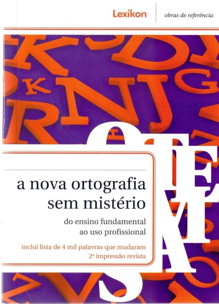 A imagem mostra a capa do livro Ortografia Sem Mistério, em tons de azul, laranja e branco.