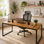A imagem mostra uma mesa para escritório.