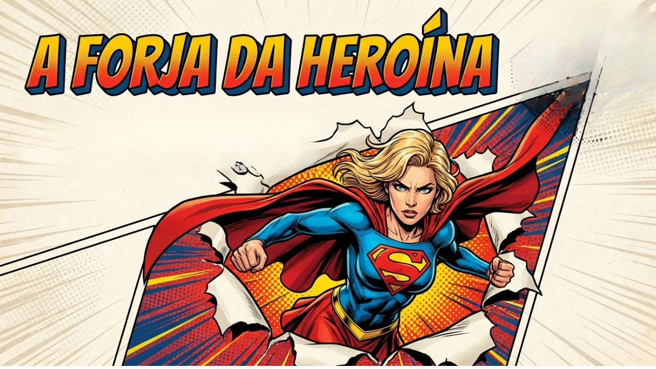 Imagem da Supergirl passando por um buraco na parede.